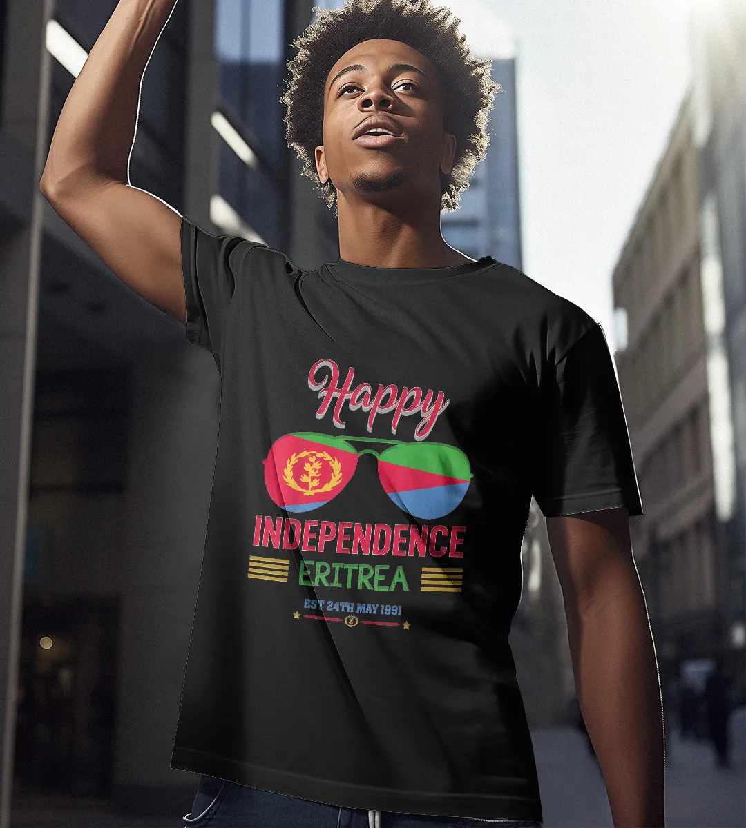 1sttheworld T-Shirt - Fist Eritrea Flag T-Shirt Black A35