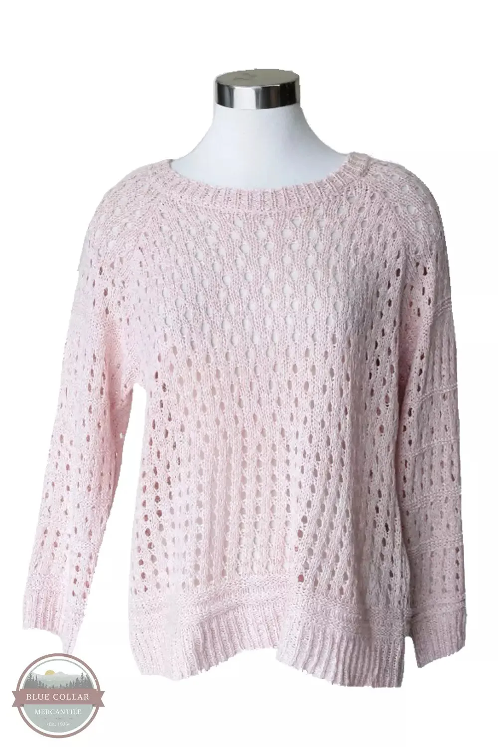 36017 Open Knit Long Sleeve Sweater