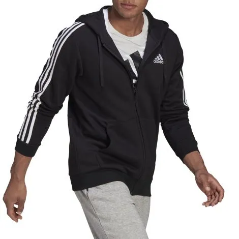 Stylish Black and White adidas Essentials Fleece Full-Zip Hoodies