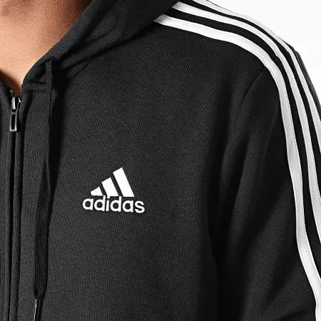 Stylish Black and White adidas Essentials Fleece Full-Zip Hoodies