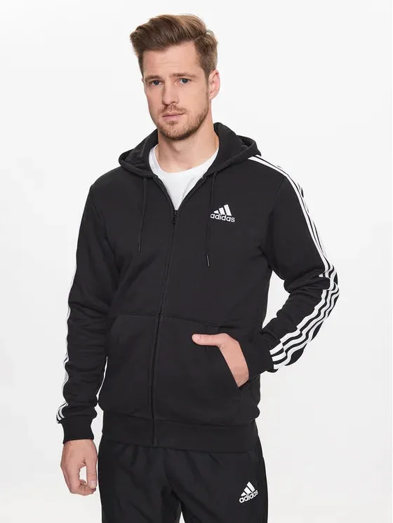 Stylish Black and White adidas Essentials Fleece Full-Zip Hoodies