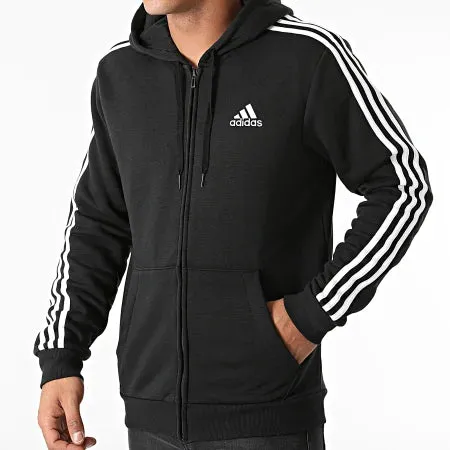 Stylish Black and White adidas Essentials Fleece Full-Zip Hoodies