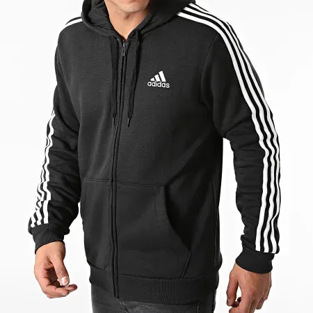 Stylish Black and White adidas Essentials Fleece Full-Zip Hoodies