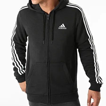 Stylish Black and White adidas Essentials Fleece Full-Zip Hoodies