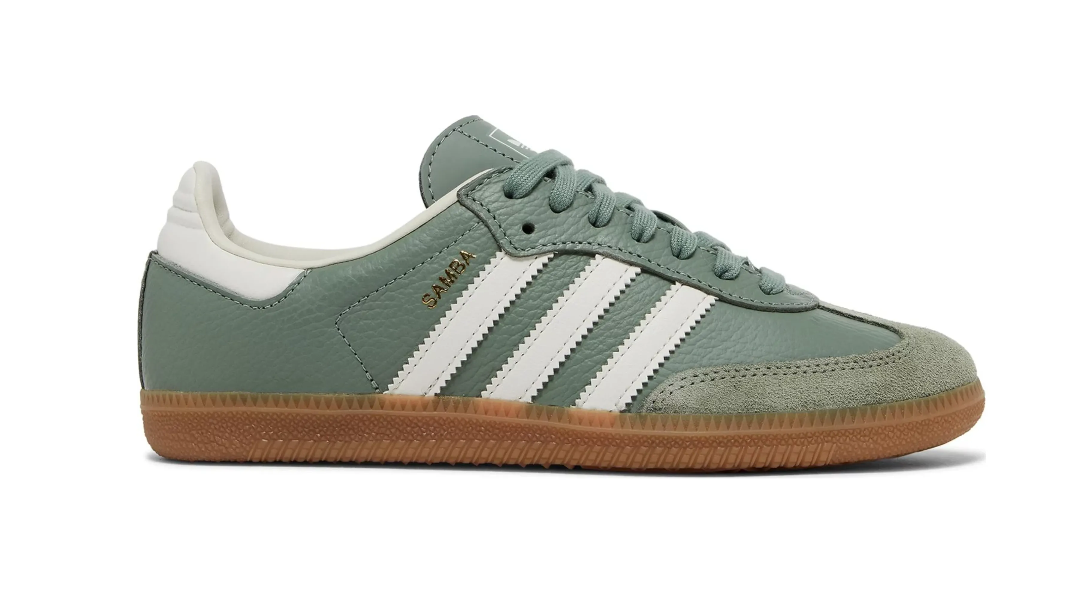 Womens Adidas Samba OG Sneakers in Stylish Silver and Green