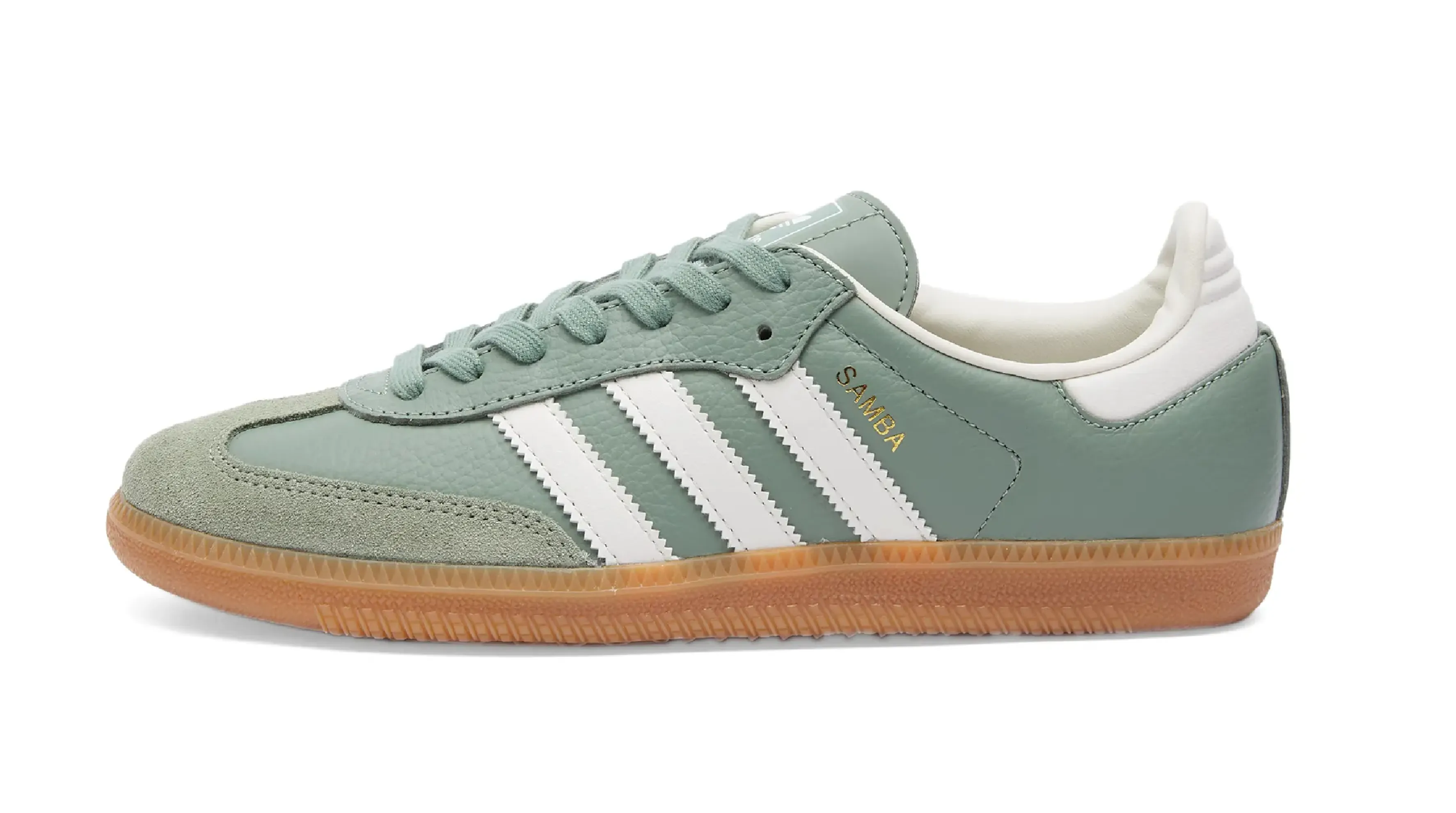 Womens Adidas Samba OG Sneakers in Stylish Silver and Green