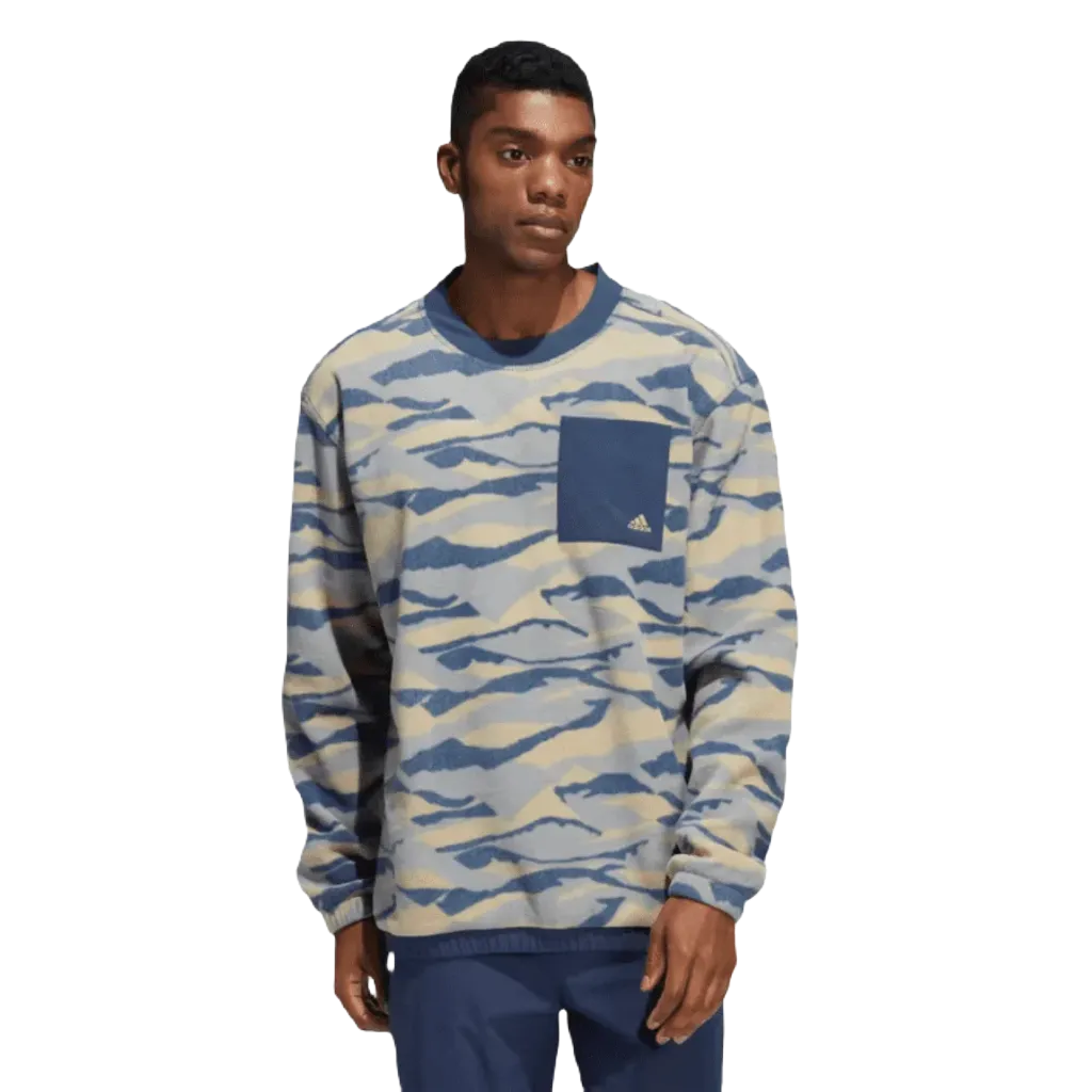 Adidas Texture-Print Crew Sweatshirt - Blue