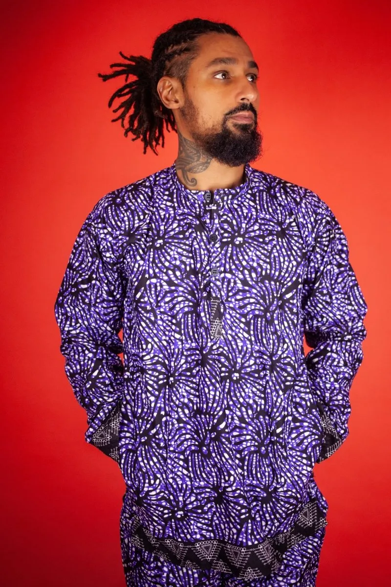 African Shirt in Chilled Purple