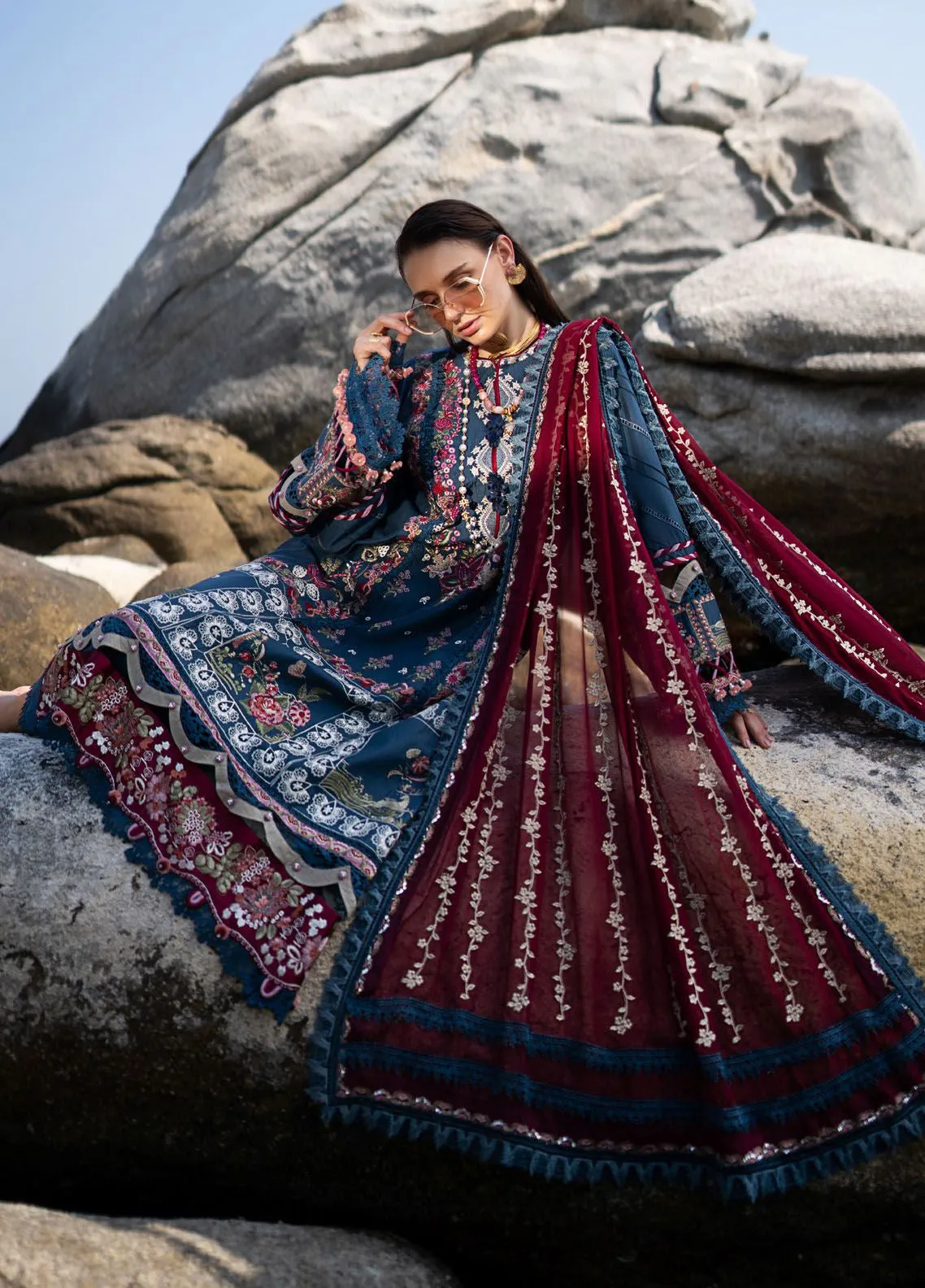 Alif By AJR Couture Signature Luxury Embroidered Lawn 3 Piece Unstitched Suit AJRC24ASLL-02 AYRA