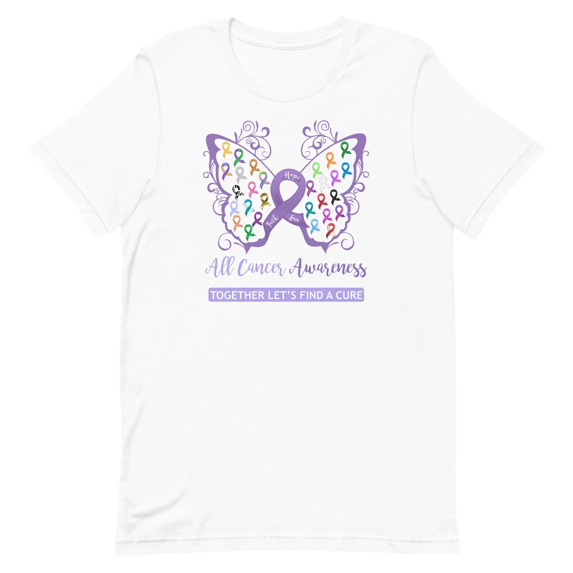 All Cancer Awareness Filigree Butterfly T-Shirt - Several Colors Available