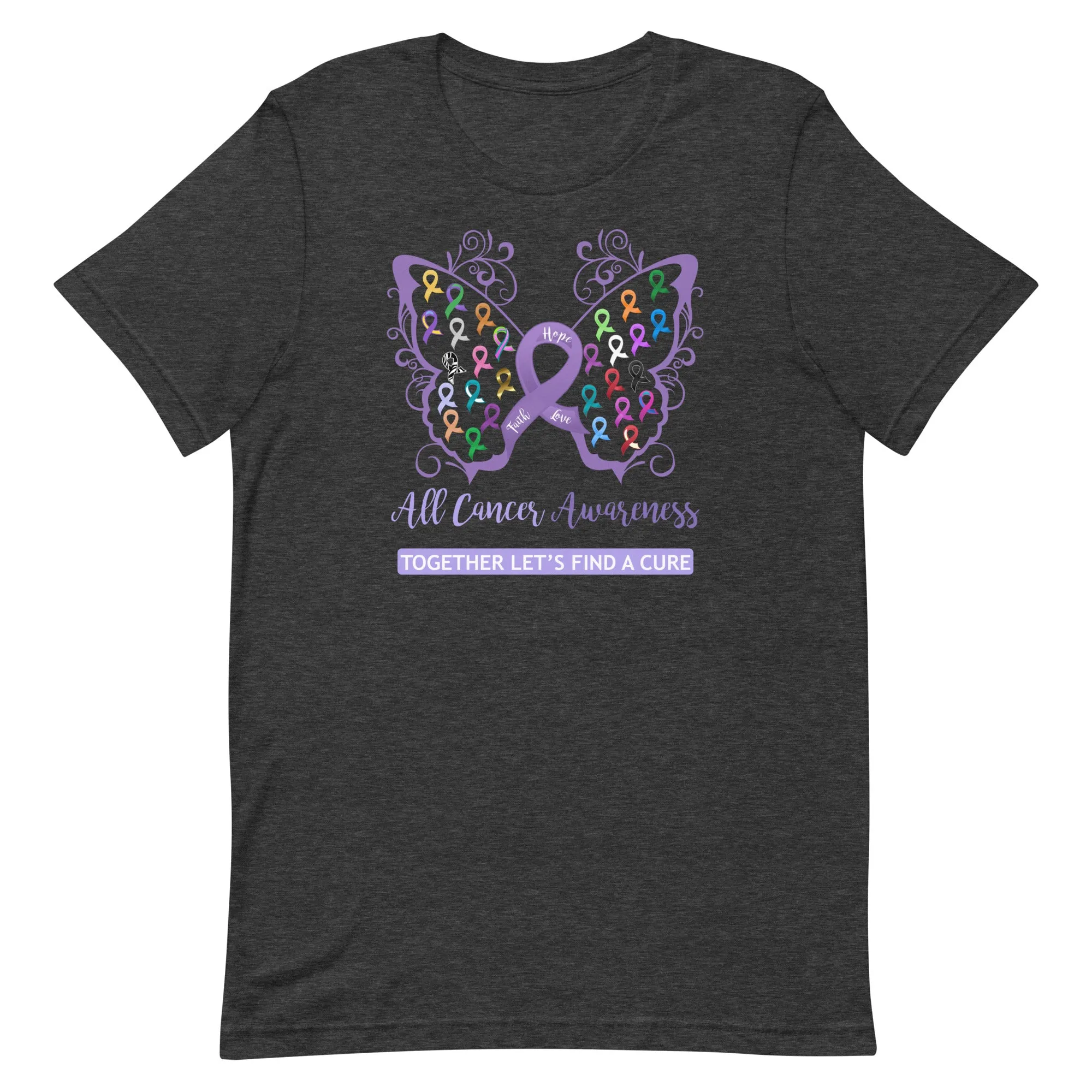 All Cancer Awareness Filigree Butterfly T-Shirt - Several Colors Available