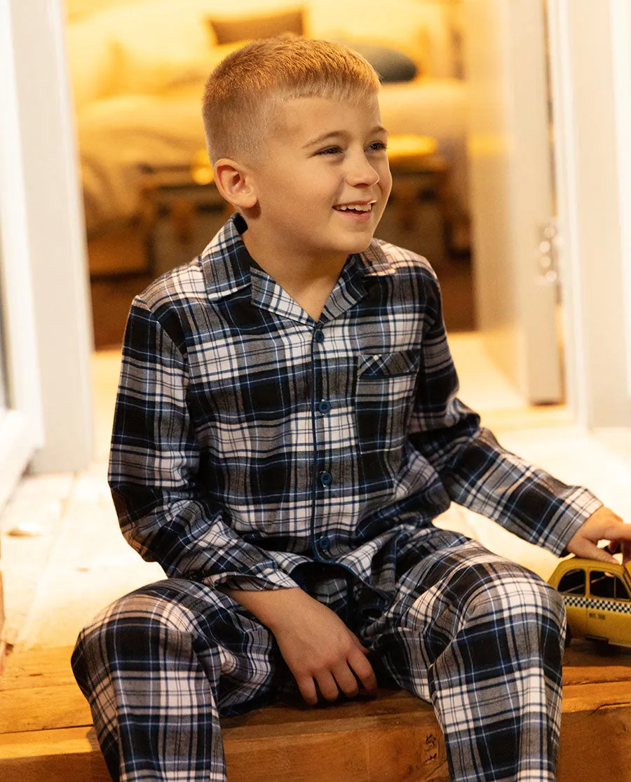 Apollo Blue Brushed Check Pyjama Set