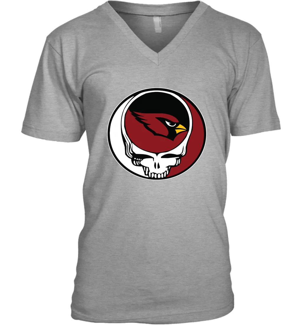 Arizona Cardinals Grateful Dead Steal Your Face NFL Football Mens V-Neck T-Shirt