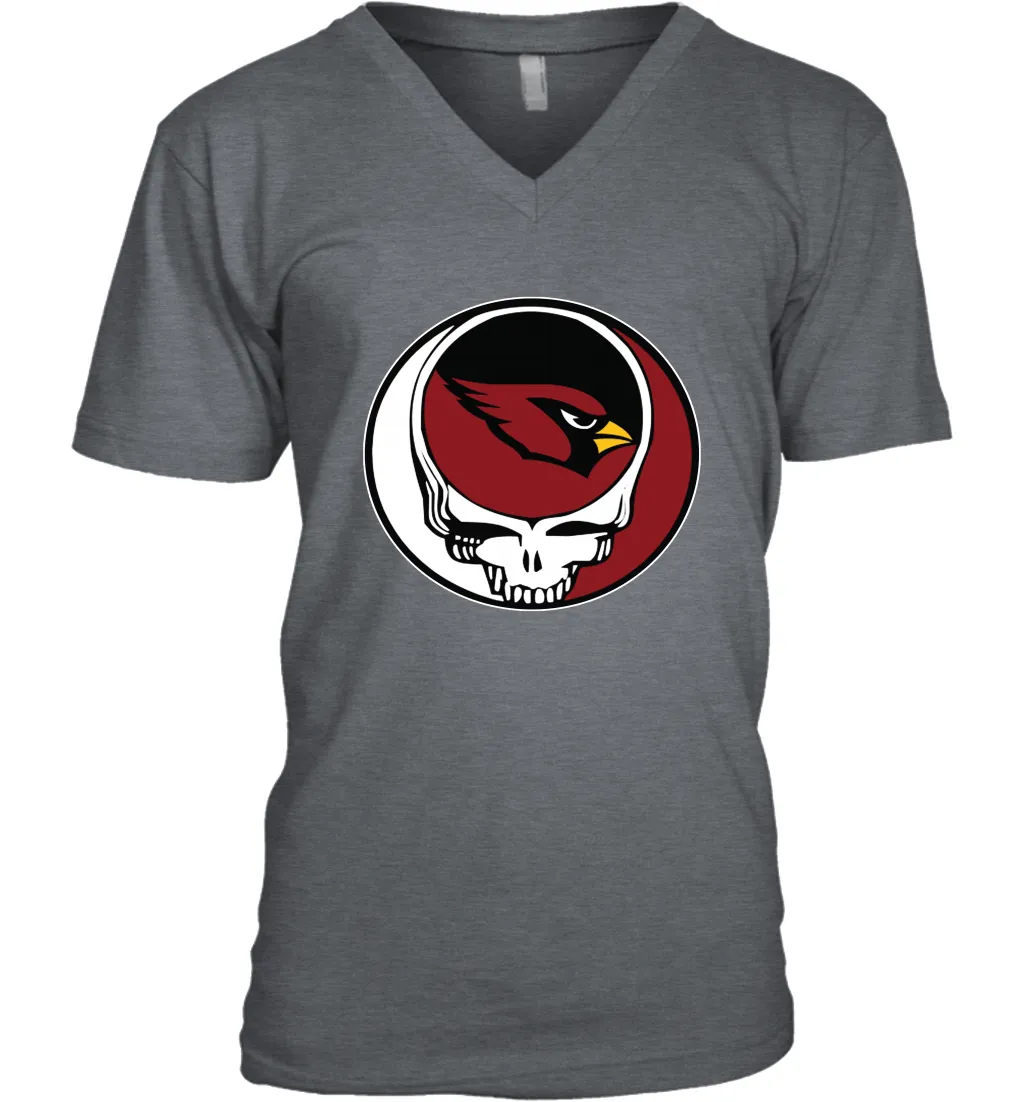 Arizona Cardinals Grateful Dead Steal Your Face NFL Football Mens V-Neck T-Shirt