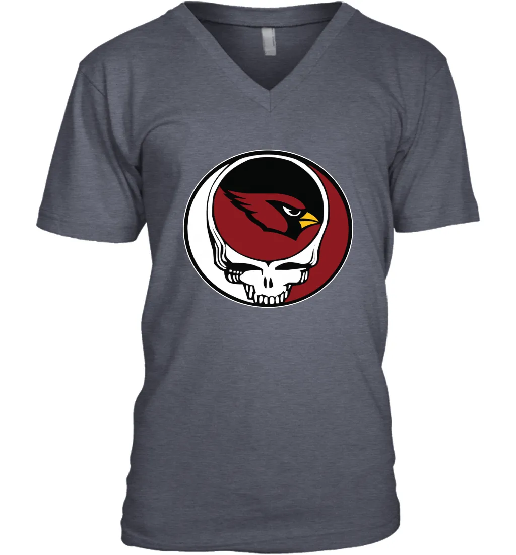 Arizona Cardinals Grateful Dead Steal Your Face NFL Football Mens V-Neck T-Shirt