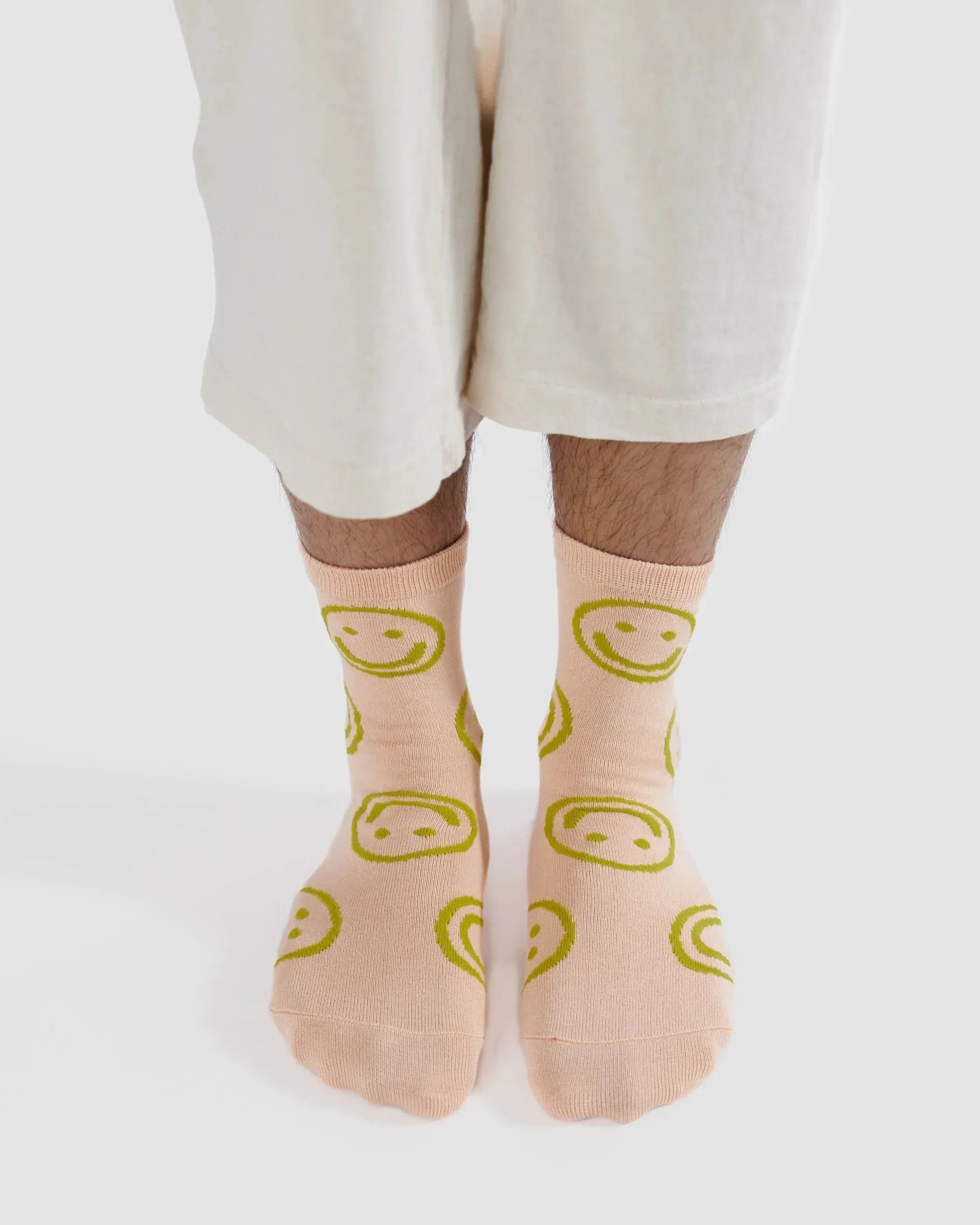 Baggu - Crew Sock | Light Pink Happy