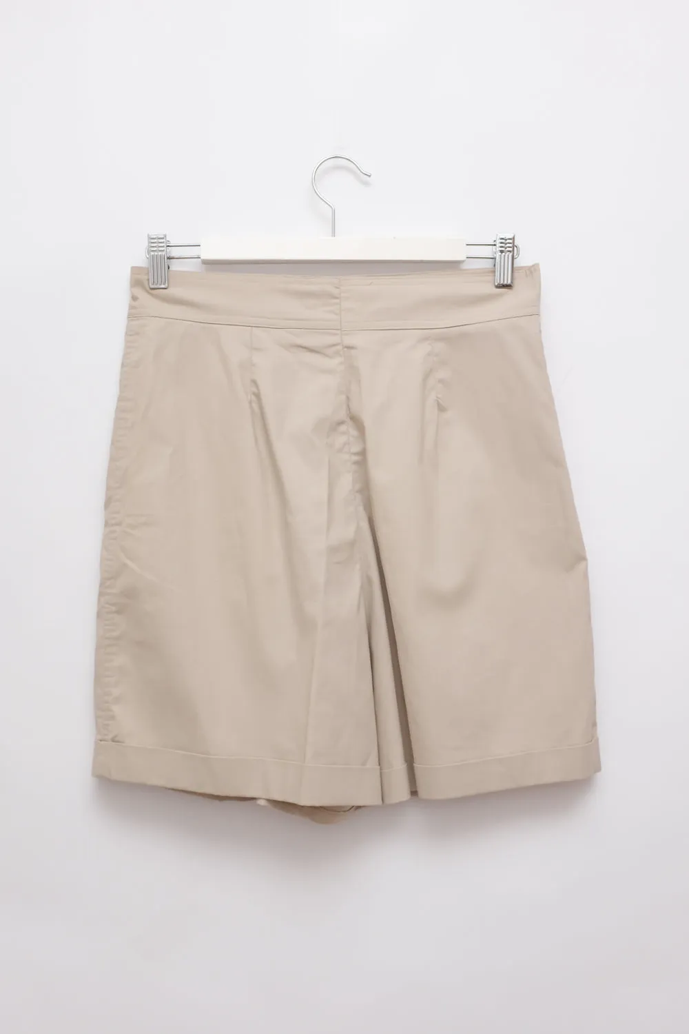 BEIGE VINTAGE COTTON PLEATED SHORTS