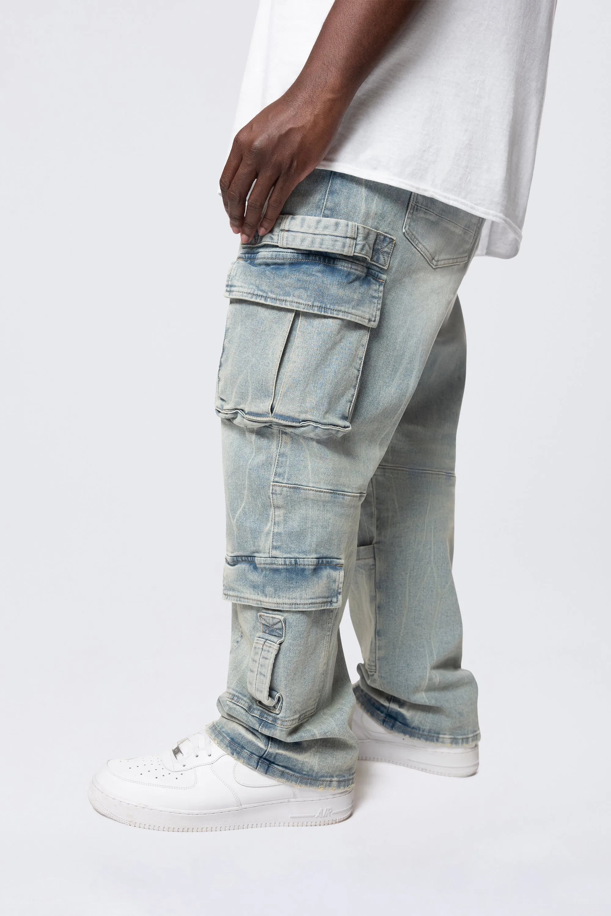 Big and Tall - Cargo Strap Jeans - Seville Blue