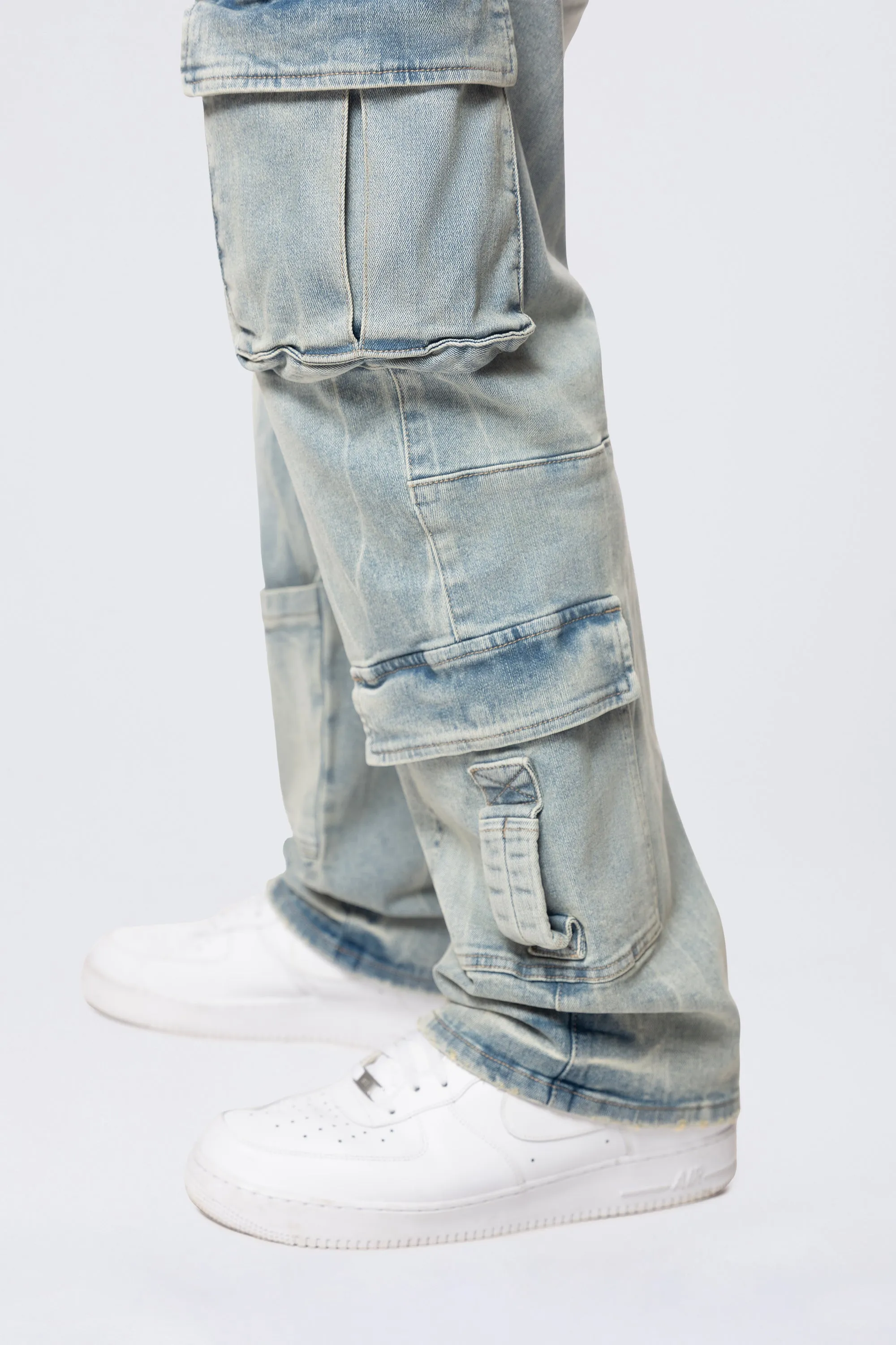 Big and Tall - Cargo Strap Jeans - Seville Blue