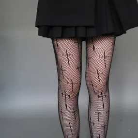 Black silk fishnet stockings  KF83272