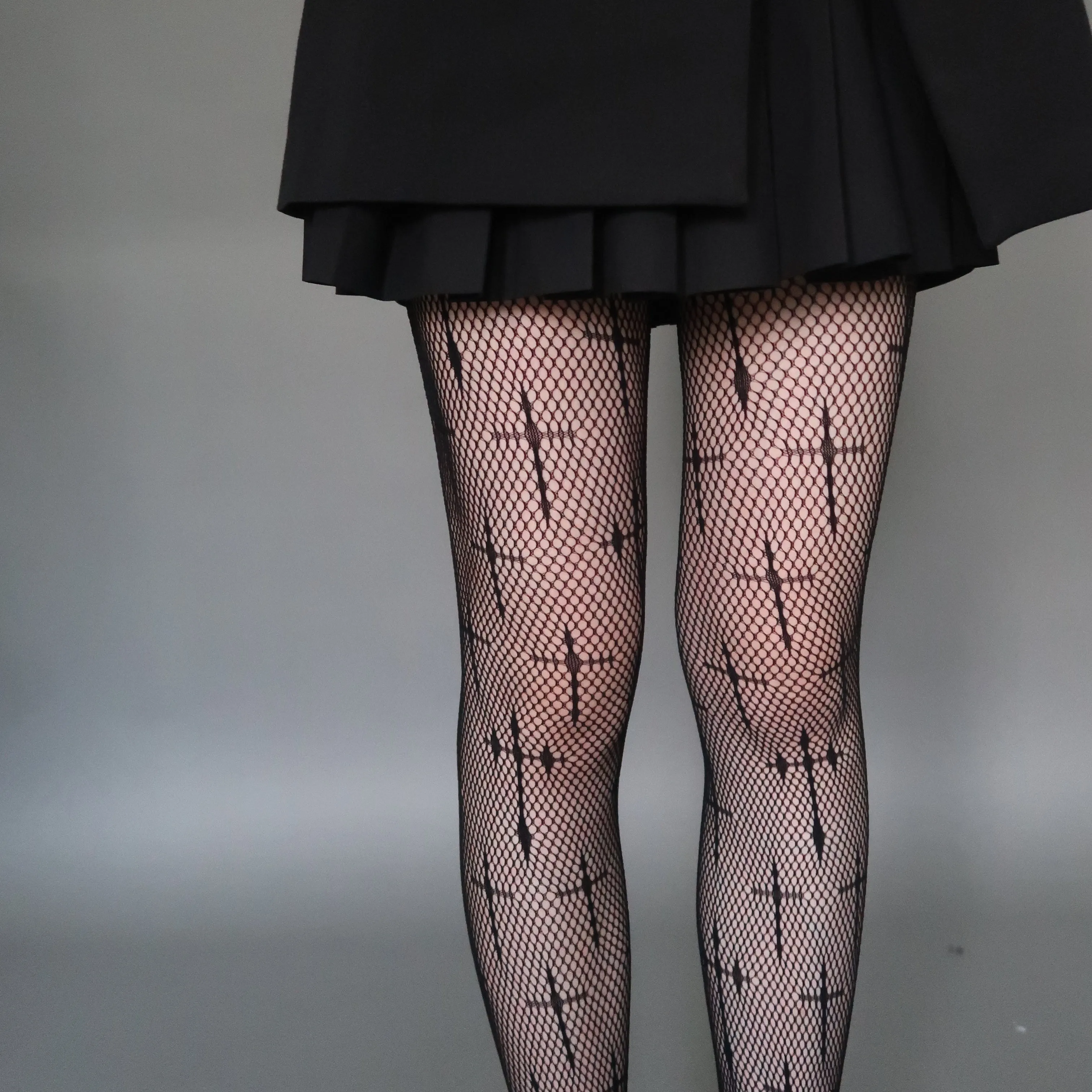 Black silk fishnet stockings  KF83272