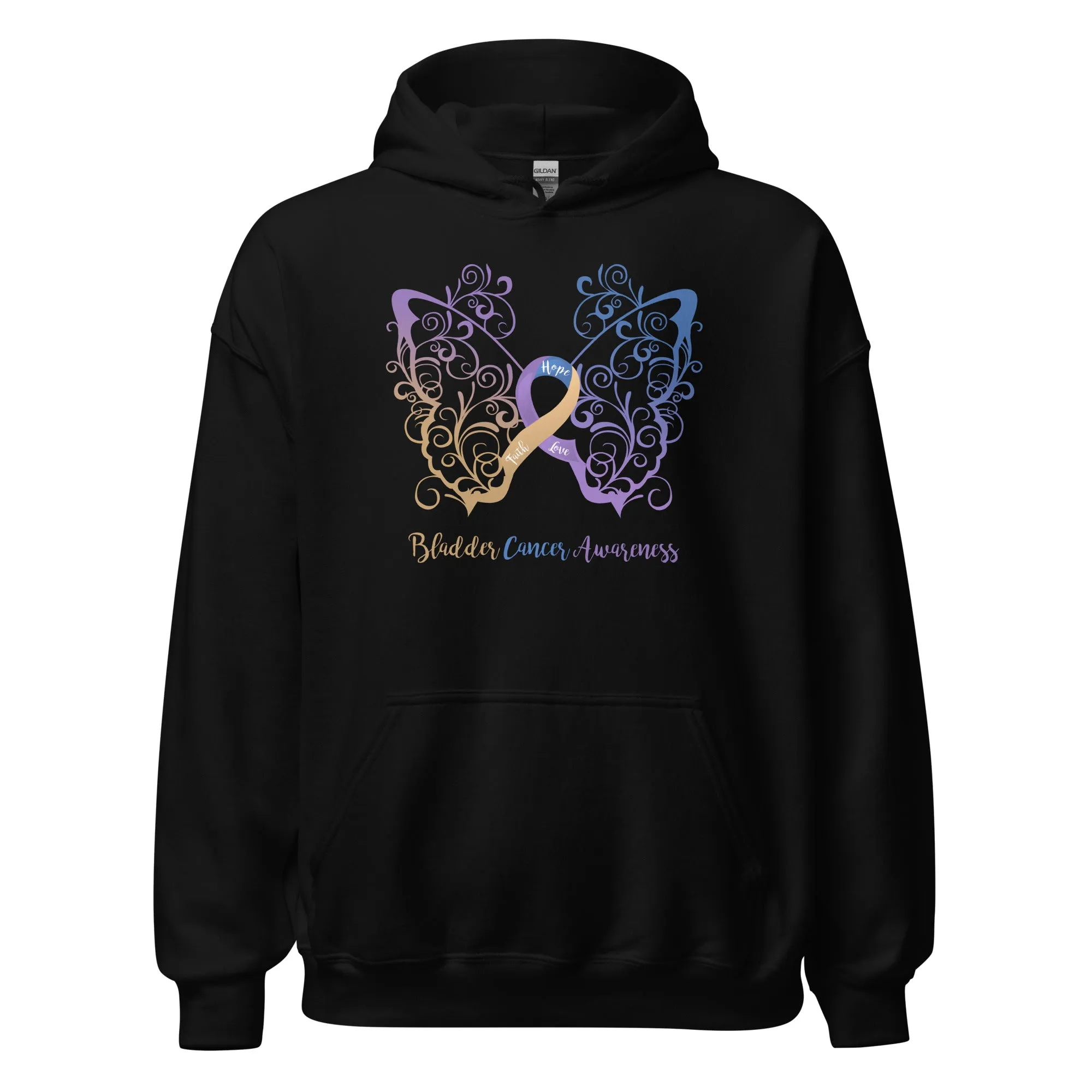 Bladder Cancer Awareness Filigree Butterfly Hoodie (Several Colors Available)