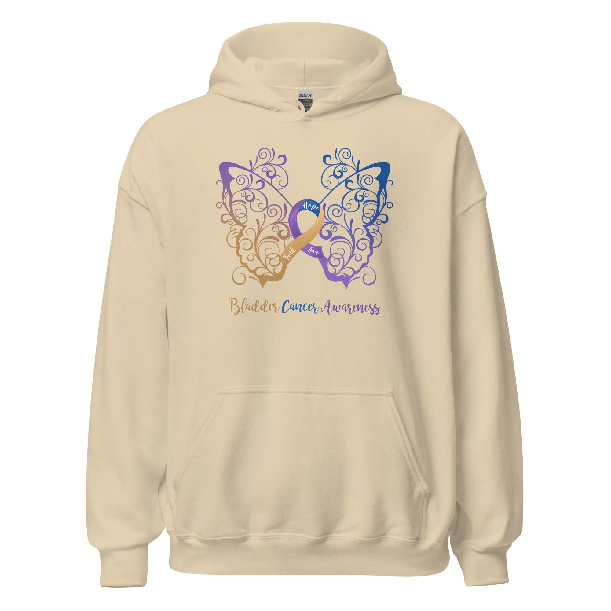 Bladder Cancer Awareness Filigree Butterfly Hoodie (Several Colors Available)