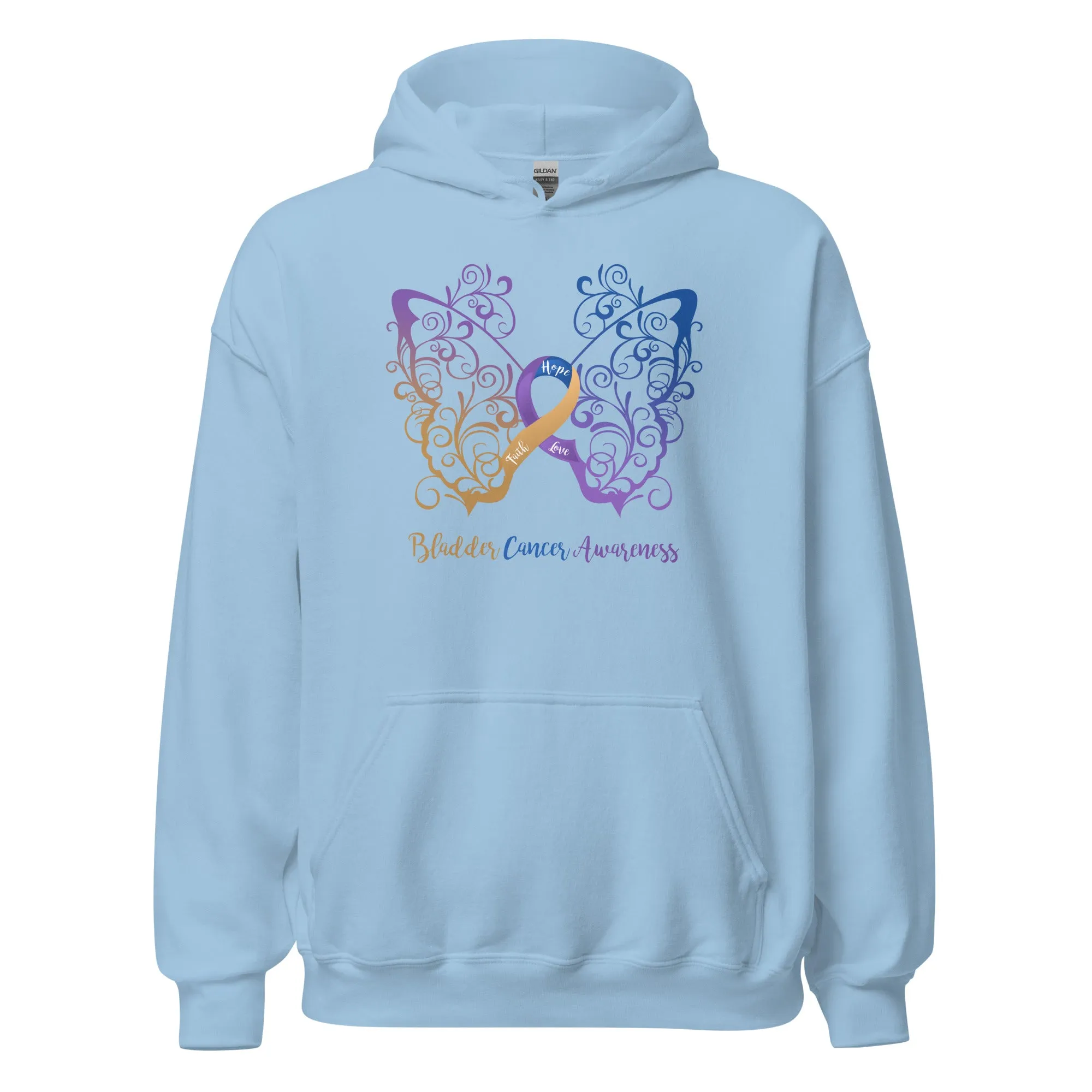 Bladder Cancer Awareness Filigree Butterfly Hoodie (Several Colors Available)