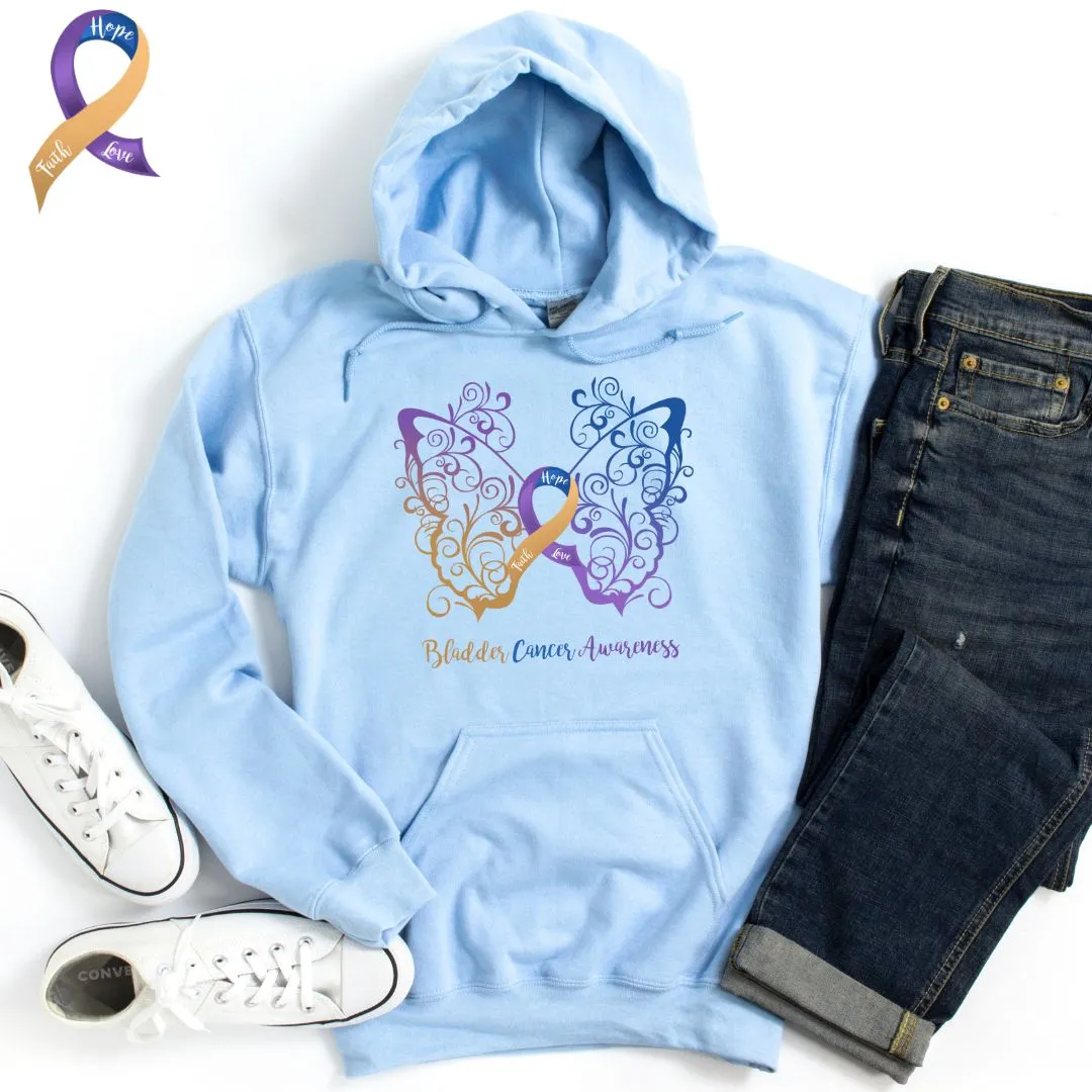 Bladder Cancer Awareness Filigree Butterfly Hoodie (Several Colors Available)