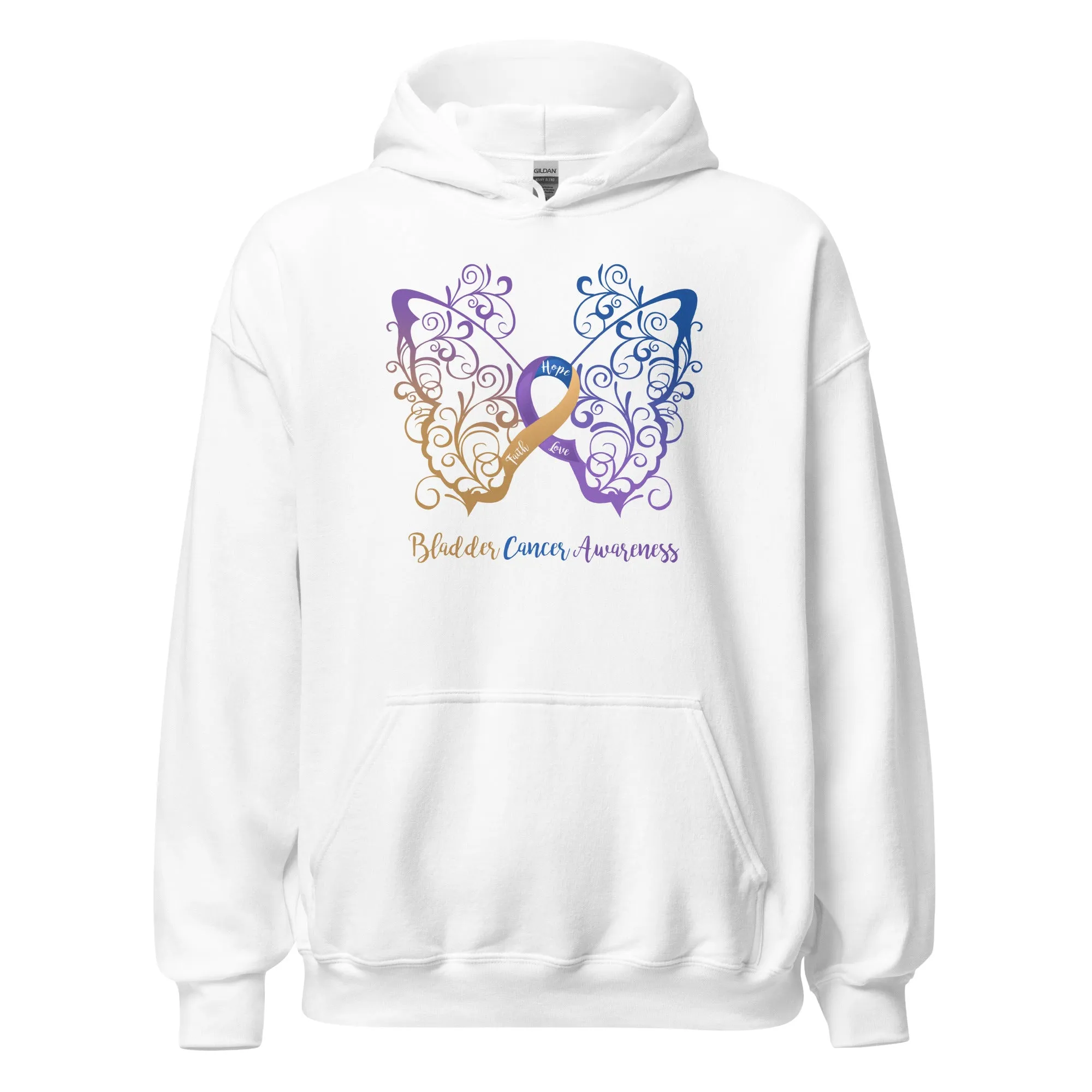 Bladder Cancer Awareness Filigree Butterfly Hoodie (Several Colors Available)