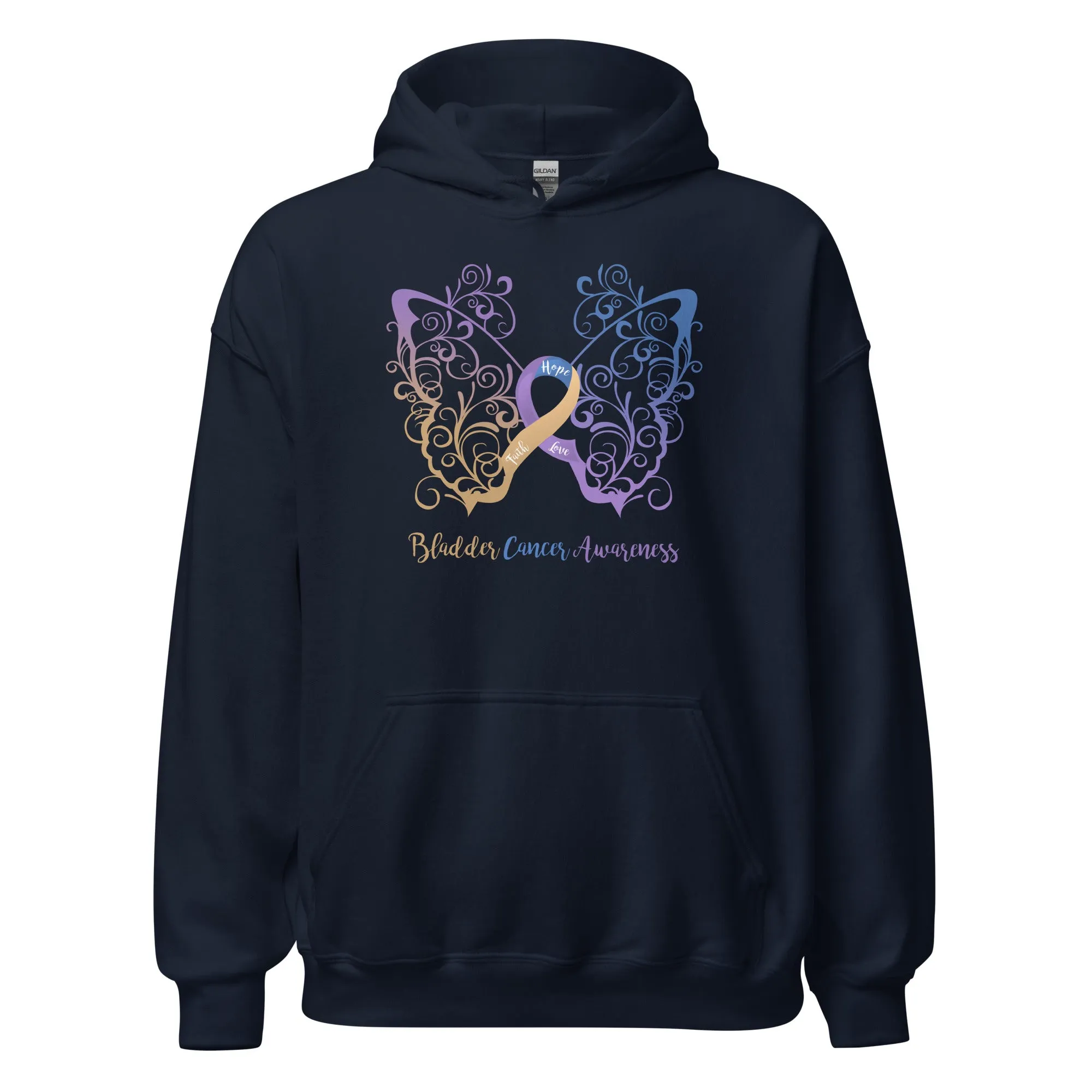 Bladder Cancer Awareness Filigree Butterfly Hoodie (Several Colors Available)