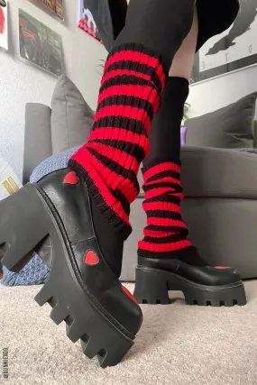 Bloodthirst Striped Leg Warmers [BLACK/RED]