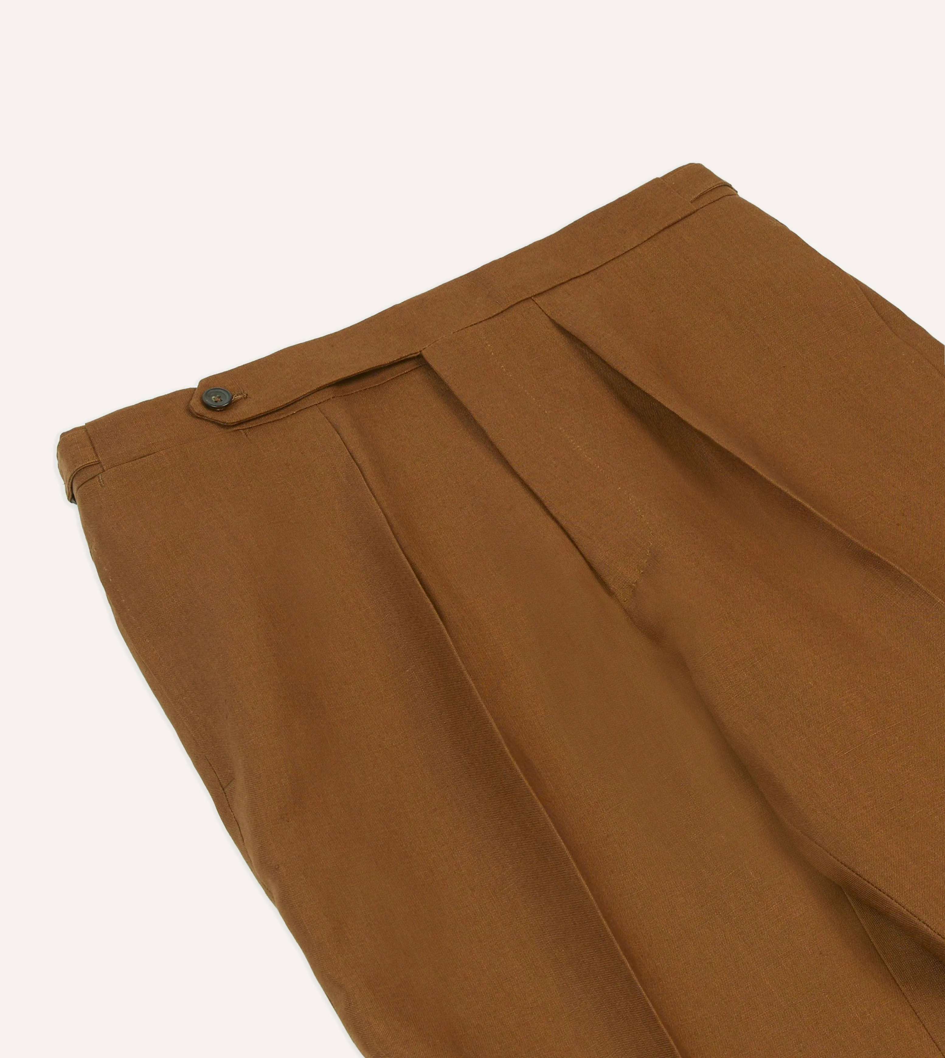 Brown Irish Linen Single Pleat Trouser