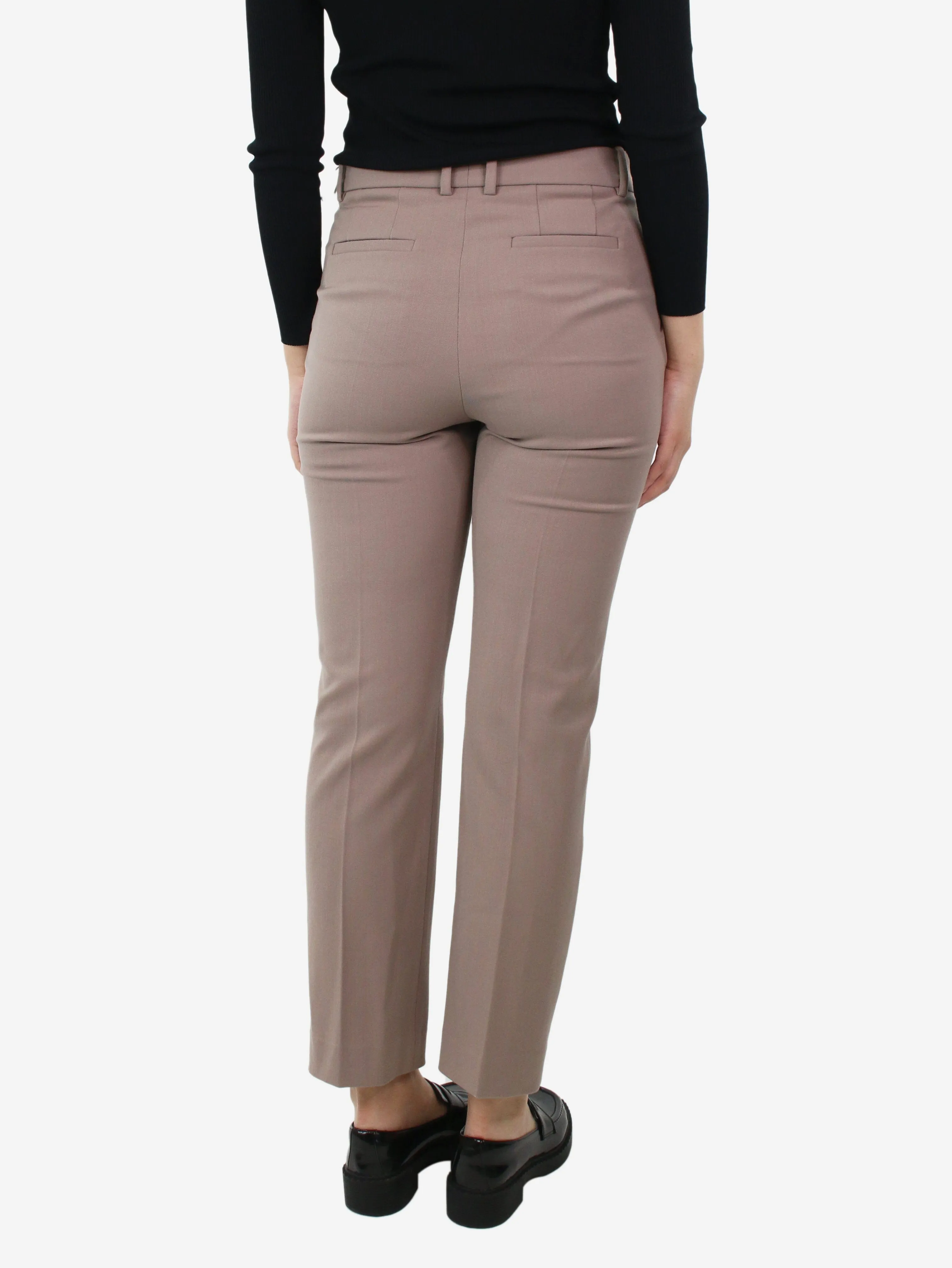 Brown narrow-leg tailored trousers - size UK 10