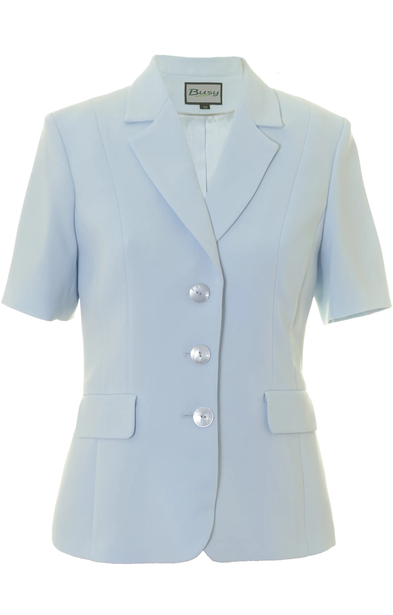 Busy Clothing Womens Light Blue Short Sleeve Jacket