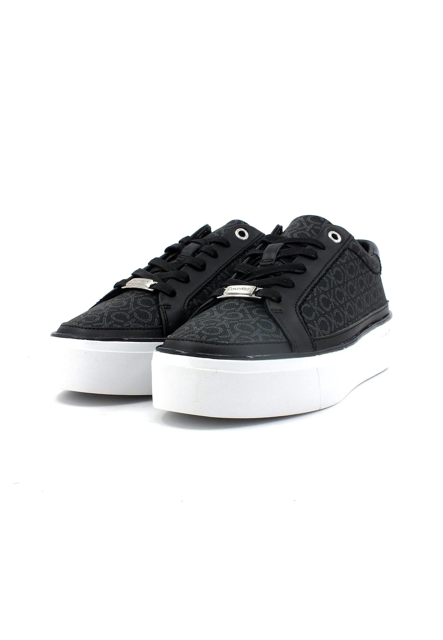 CALVIN KLEIN Flatform Cupsole Sneaker Donna Monogram Black HW0HW01420