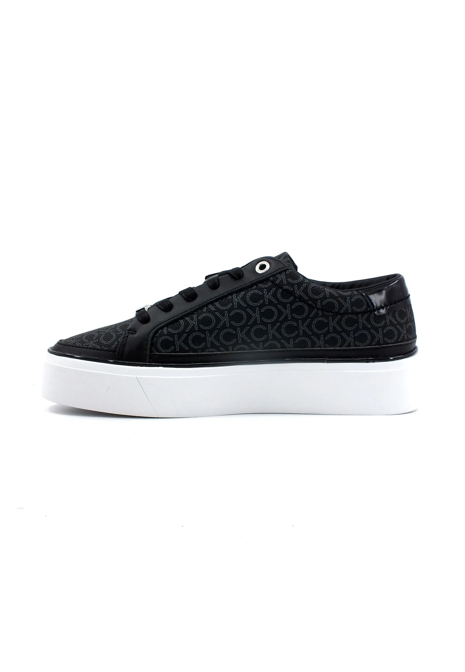 CALVIN KLEIN Flatform Cupsole Sneaker Donna Monogram Black HW0HW01420