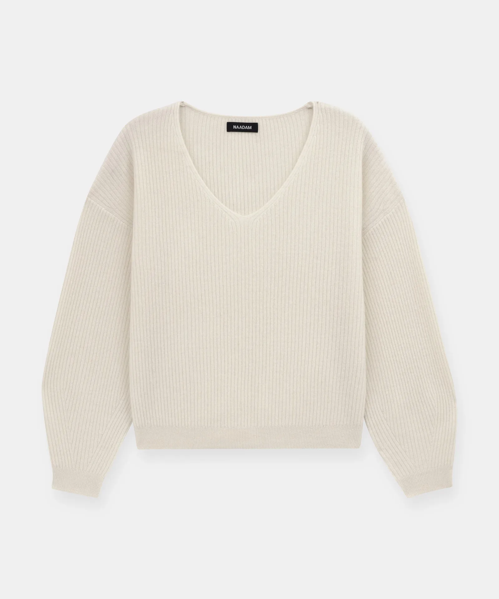 Cashmere Oversized Ribbed V-Neck Sweater