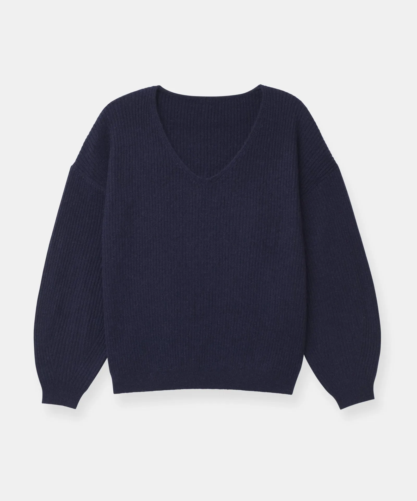 Cashmere Oversized Ribbed V-Neck Sweater