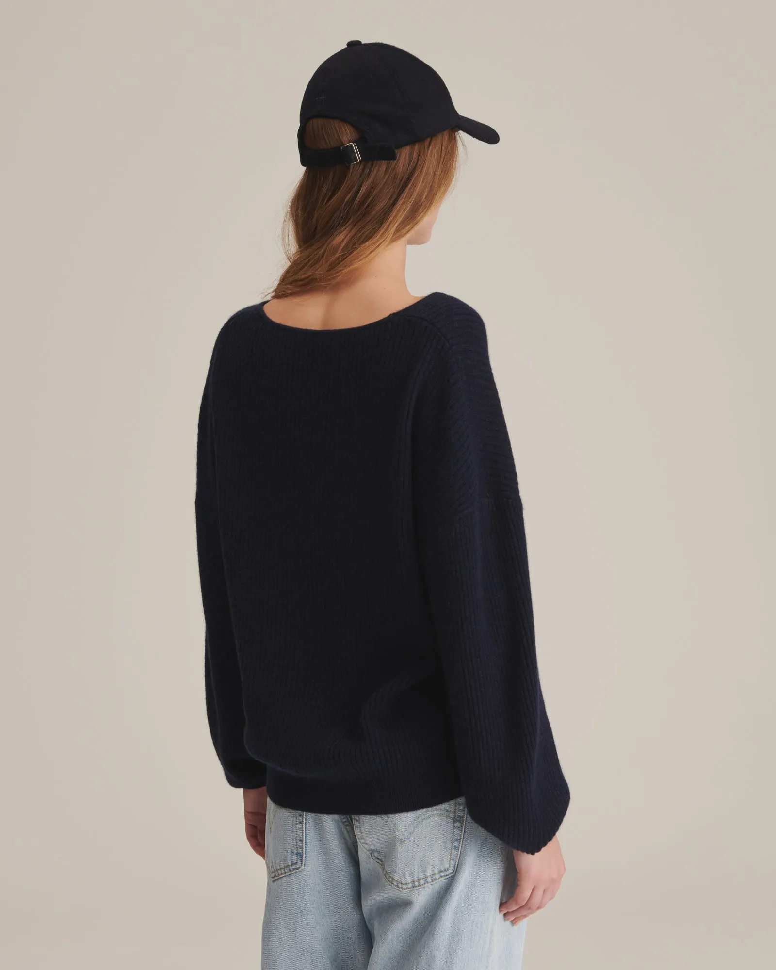 Cashmere Oversized Ribbed V-Neck Sweater