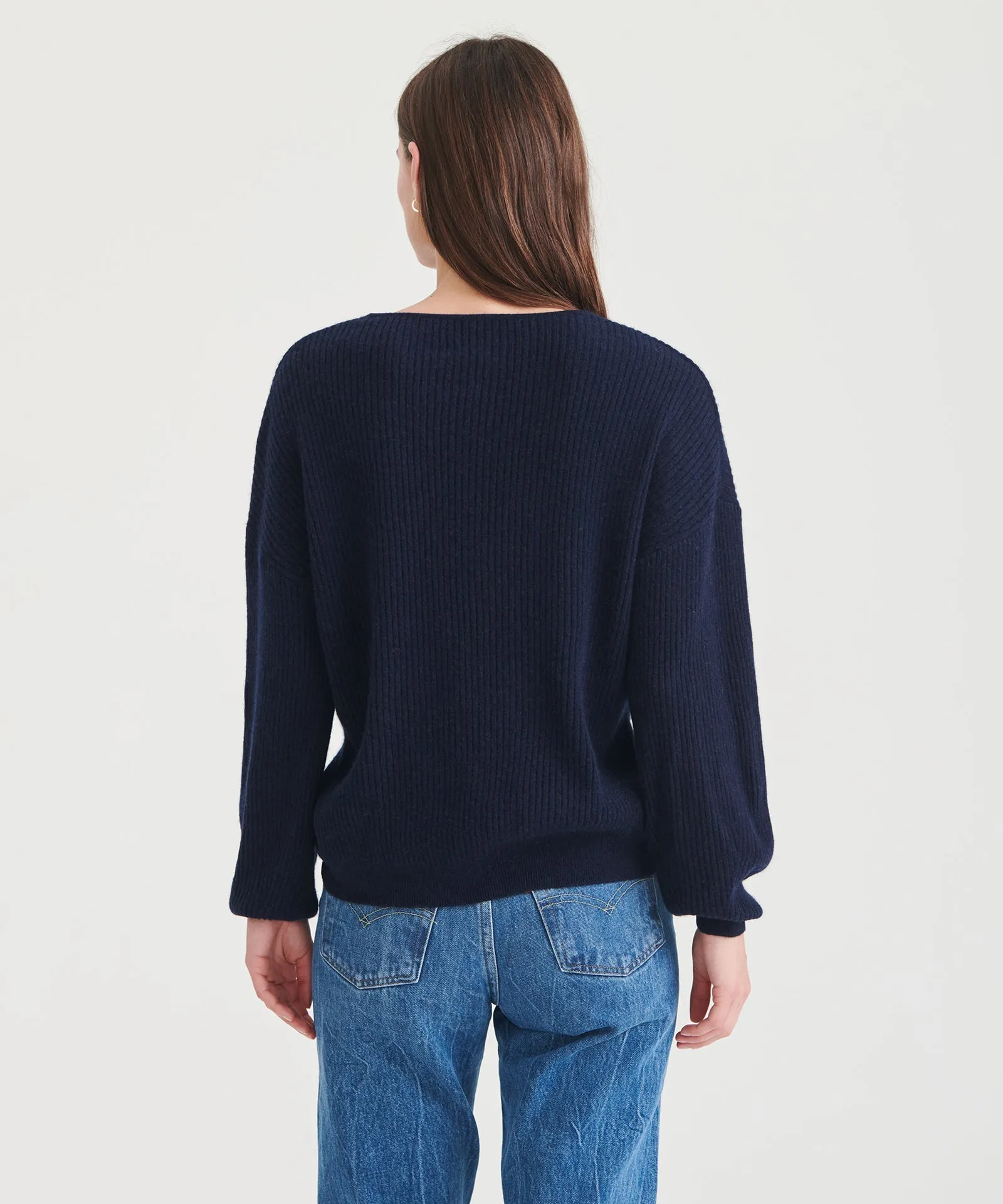 Cashmere Oversized Ribbed V-Neck Sweater