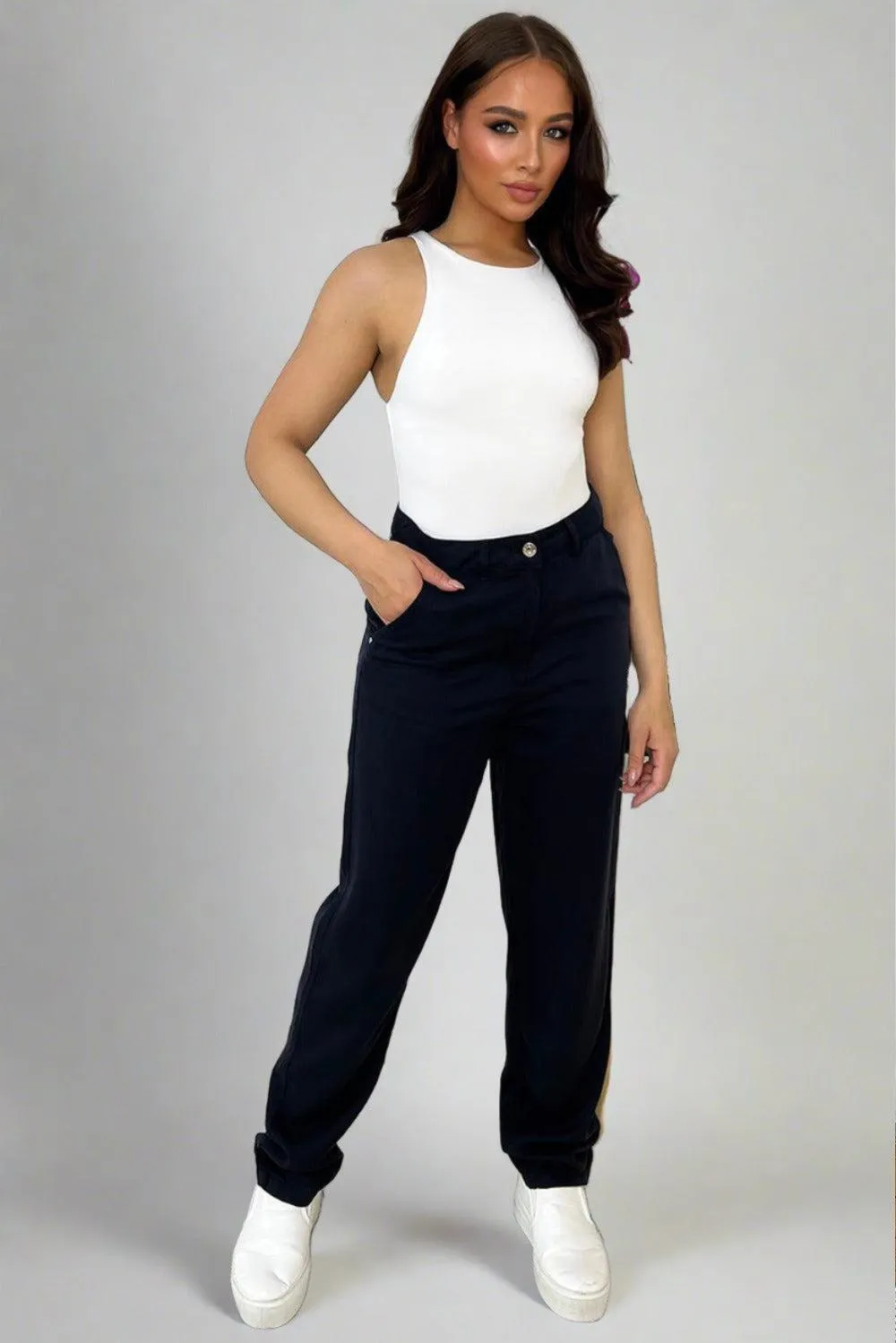 Casual Fit Straight Leg Slacks Trousers