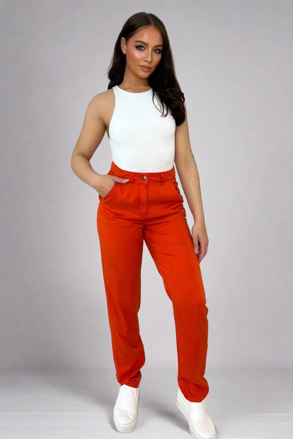 Casual Fit Straight Leg Slacks Trousers