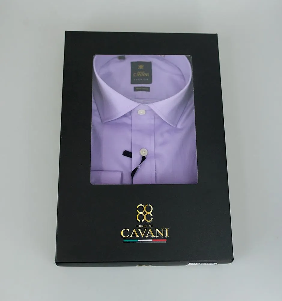 Cavani Men's Classic Collar Double Cuff Lilac Slim Fit Shirt