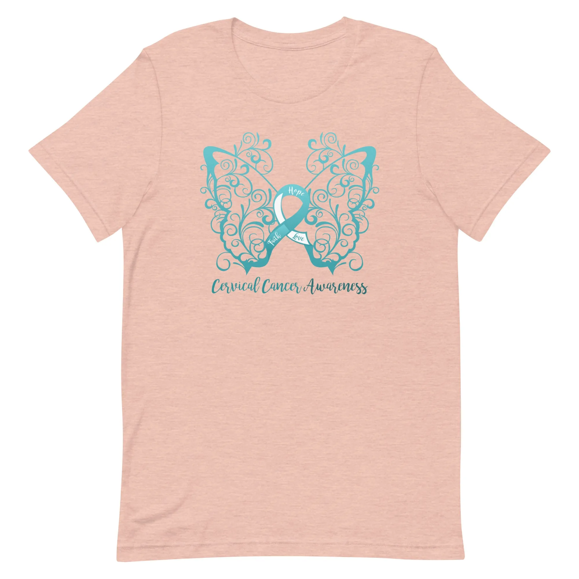 Cervical Cancer Awareness Filigree Butterfly T-Shirt - Several Colors Available