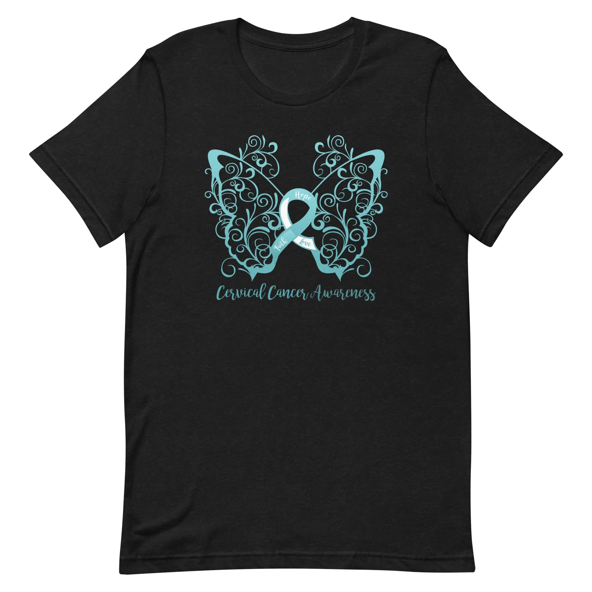 Cervical Cancer Awareness Filigree Butterfly T-Shirt - Several Colors Available