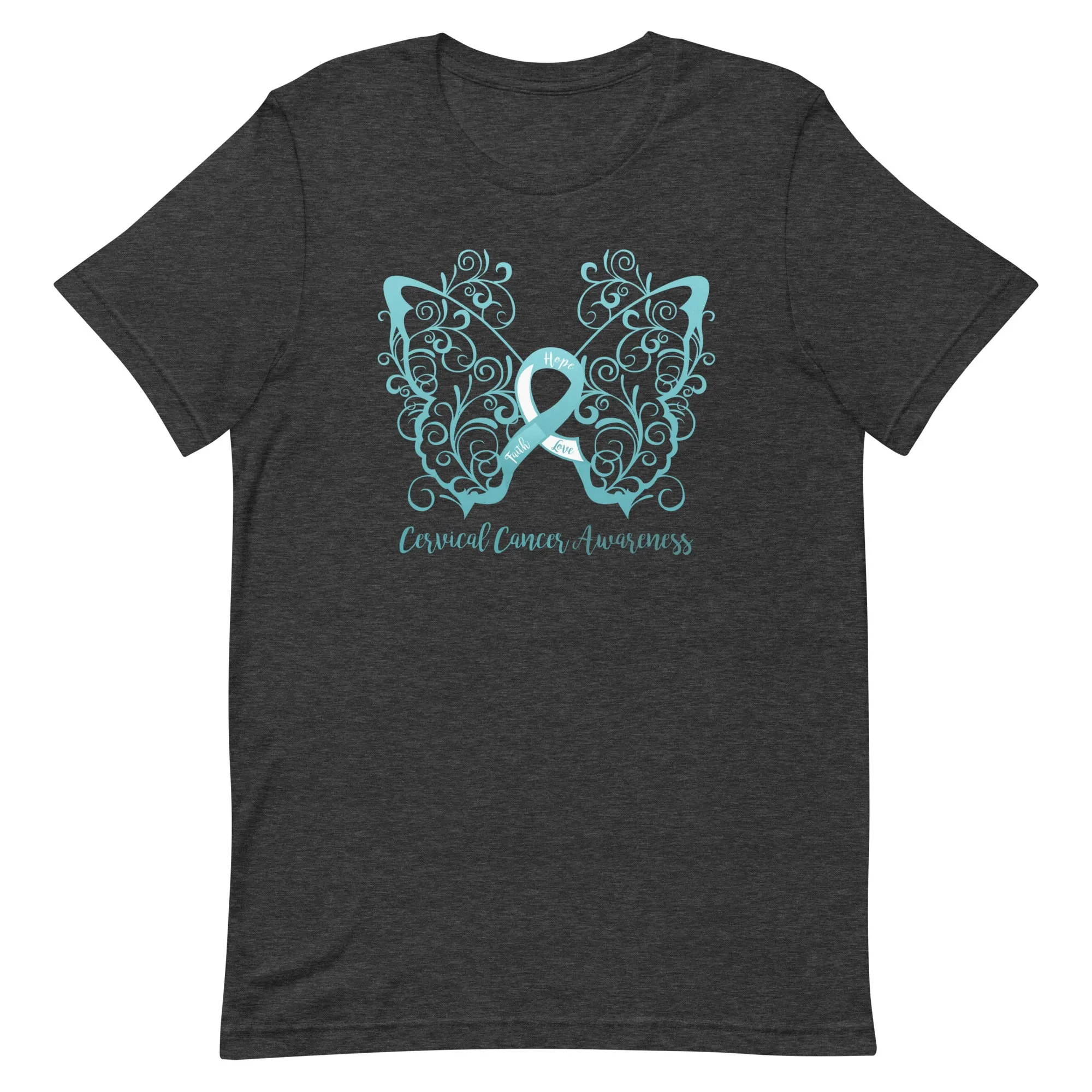 Cervical Cancer Awareness Filigree Butterfly T-Shirt - Several Colors Available