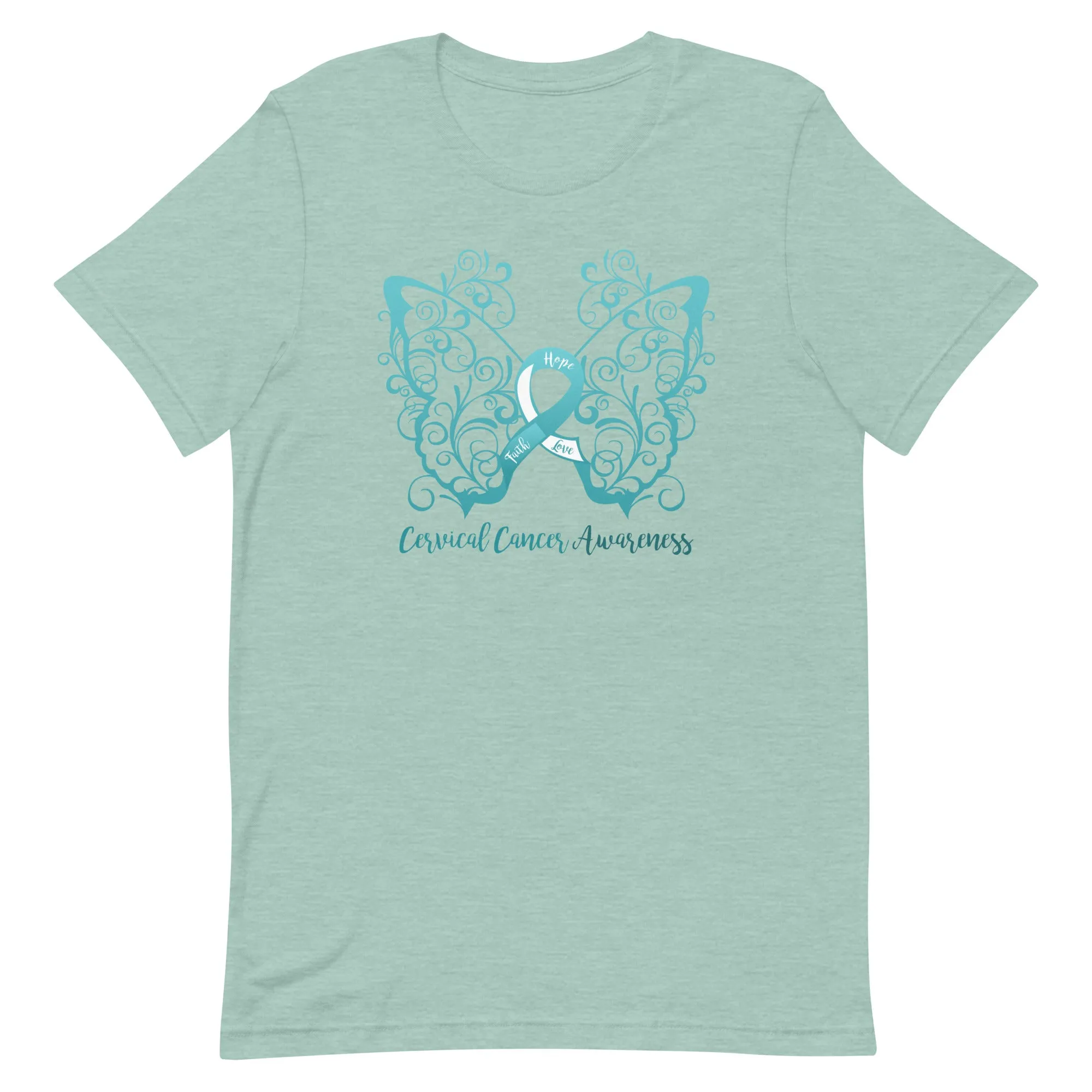 Cervical Cancer Awareness Filigree Butterfly T-Shirt - Several Colors Available