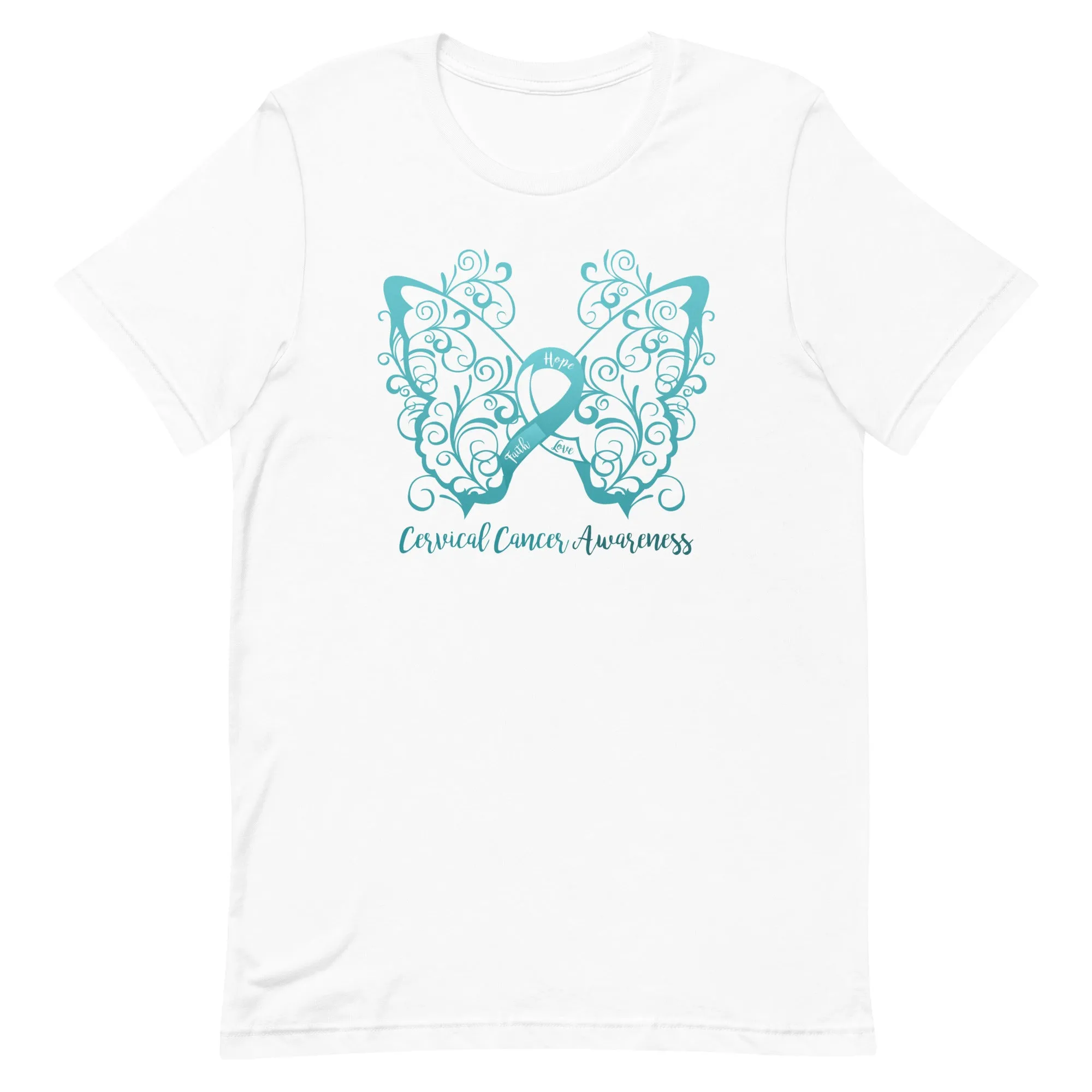 Cervical Cancer Awareness Filigree Butterfly T-Shirt - Several Colors Available