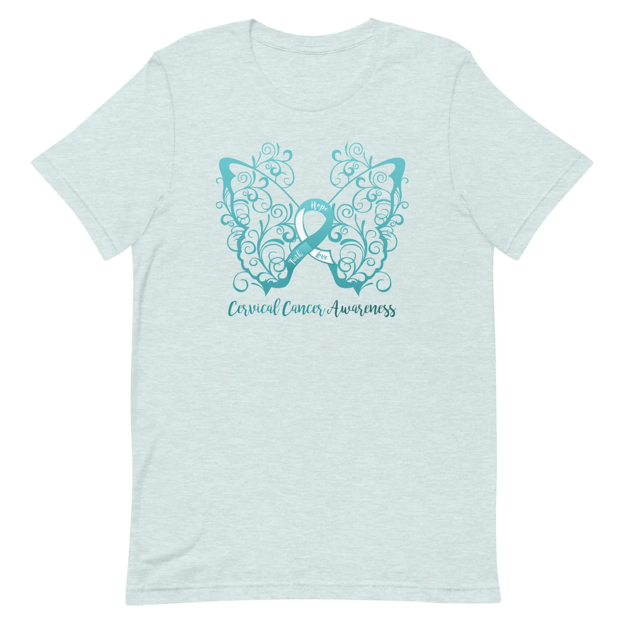 Cervical Cancer Awareness Filigree Butterfly T-Shirt - Several Colors Available